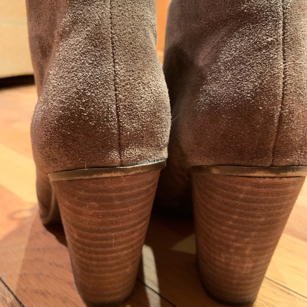 Cool Olive Green Suede Booties View 6